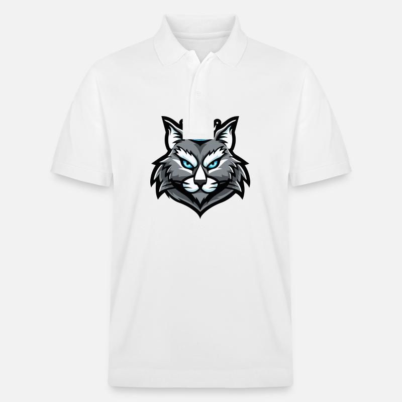 Katze Kopf Krone - Stanley/Stella Unisex Bio-Poloshirt PREPSTER - Weiß