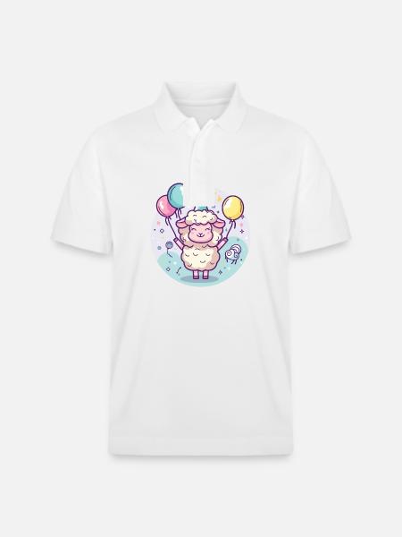 Sheep Birthday Baby - Stanley/Stella Unisex Organic Polo Shirt PREPSTER - white
