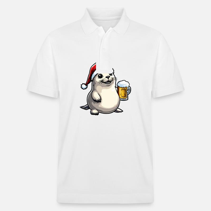 Robbe Tier Bier Xmas Weihnachten - Stanley/Stella Unisex Bio-Poloshirt PREPSTER - Weiß