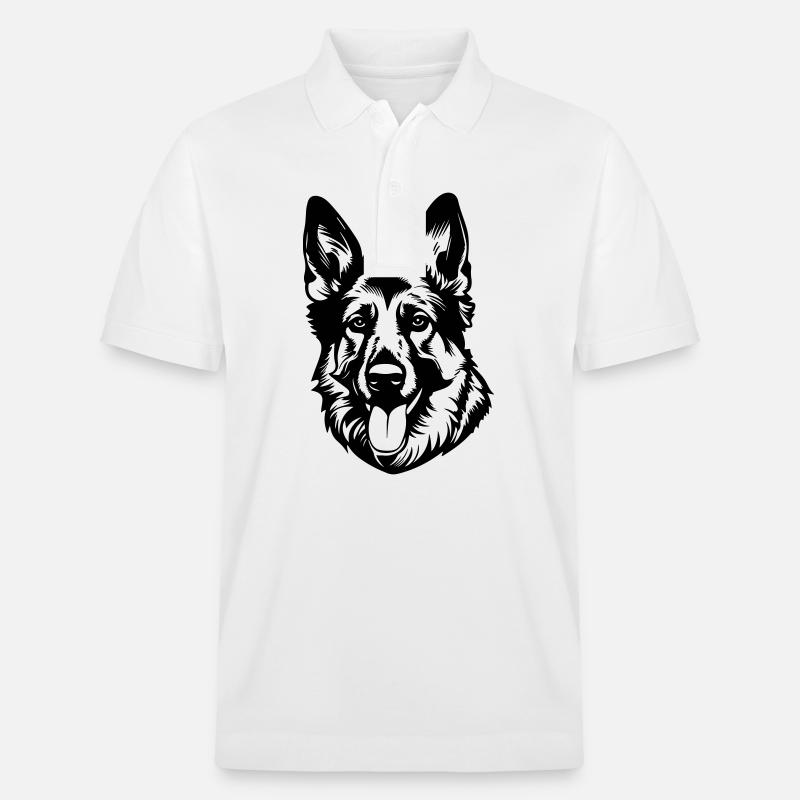 Schäferhund Hund Kopf - Stanley/Stella Unisex Bio-Poloshirt PREPSTER - Weiß