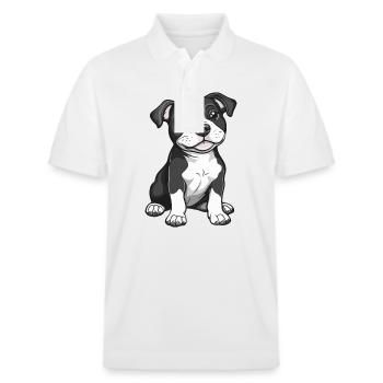 Pitbul Terrier Chien Bande Dessinée Mignon Fosse - Polo PREPSTER bio Stanley/Stella Unisexe - blanc - Devant - Roxy (174cm) & Andy (188cm)