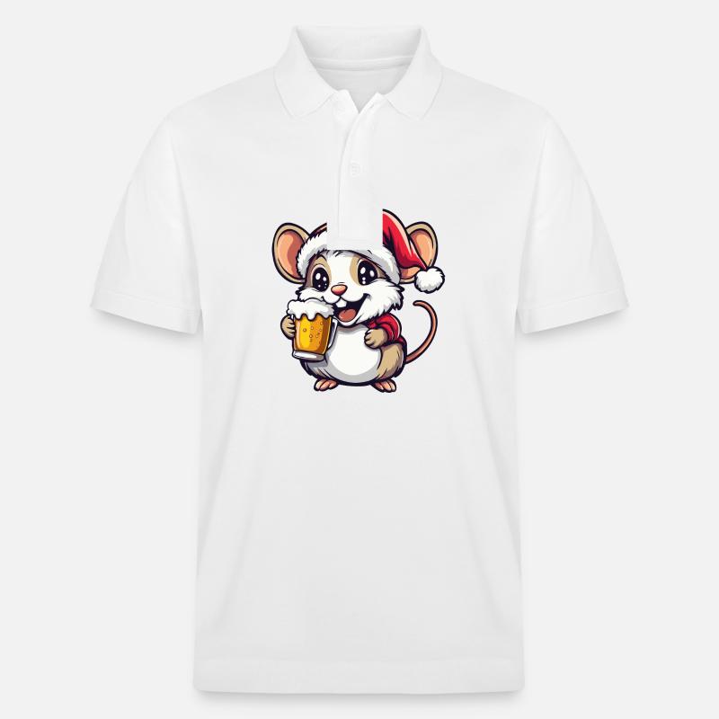 Souris Bière Noël Noël - Polo PREPSTER bio Stanley/Stella Unisexe - blanc
