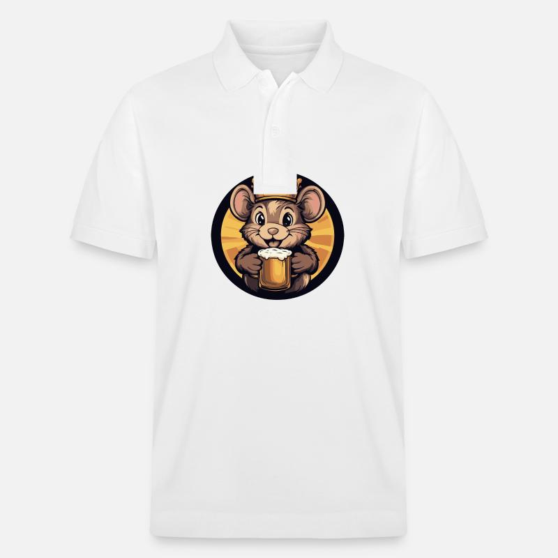 Maus Bier Comic - Stanley/Stella Unisex Bio-Poloshirt PREPSTER - Weiß