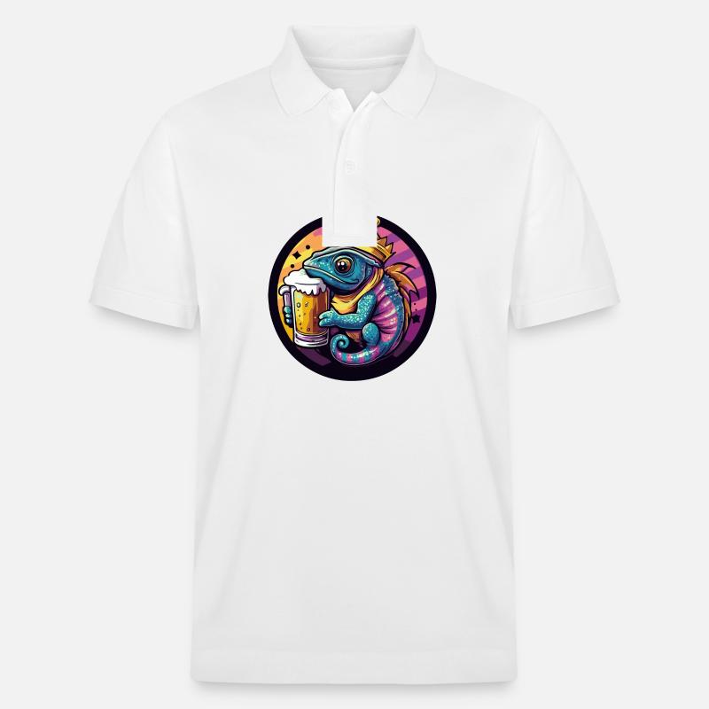 Chameleon Bier Comic - Stanley/Stella Unisex Bio-Poloshirt PREPSTER - Weiß