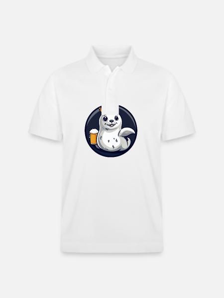 Robbe Tier Bier Comic - Stanley/Stella Unisex Bio-Poloshirt PREPSTER - Weiß