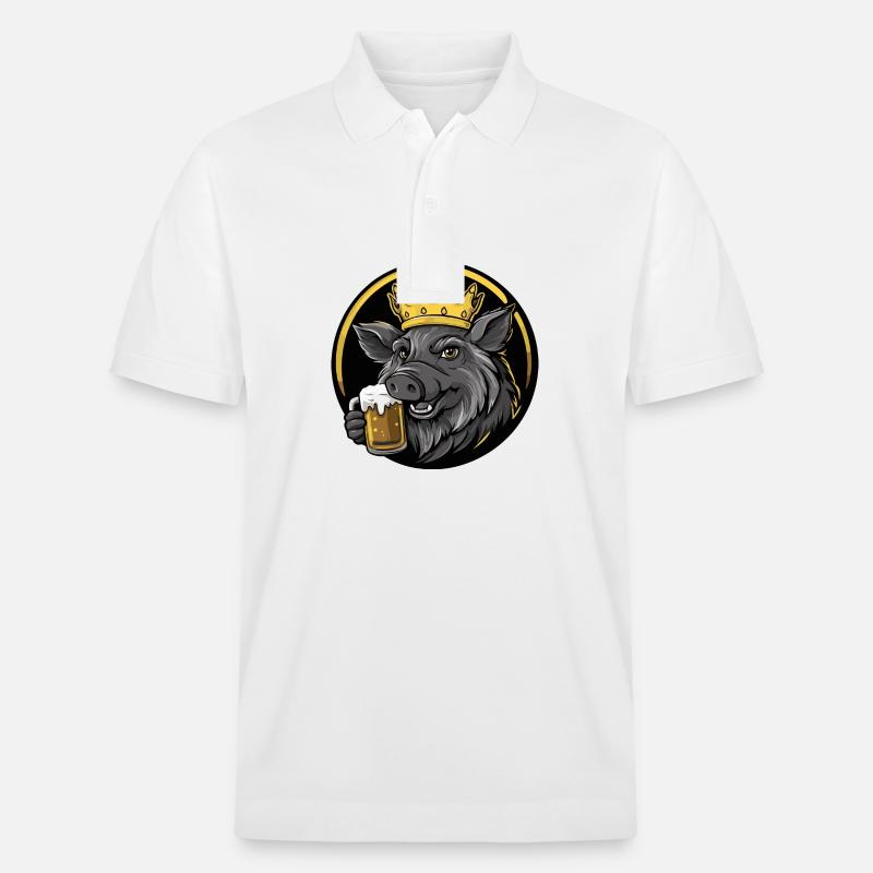 Schwein Bier Comic Wildschwein - Stanley/Stella Unisex Bio-Poloshirt PREPSTER - Weiß