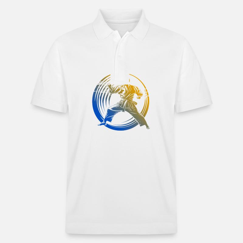 Karate Silhouette Bunt - Stanley/Stella Unisex Bio-Poloshirt PREPSTER - Weiß