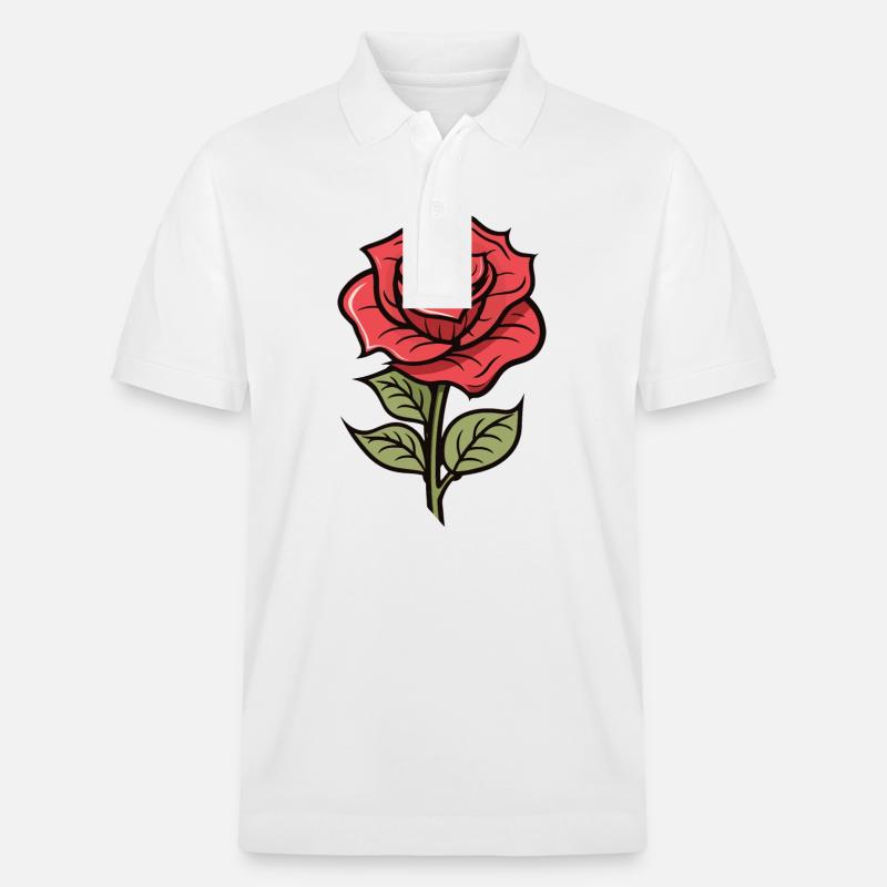 Fleur d’amour rose - Polo PREPSTER bio Stanley/Stella Unisexe - blanc