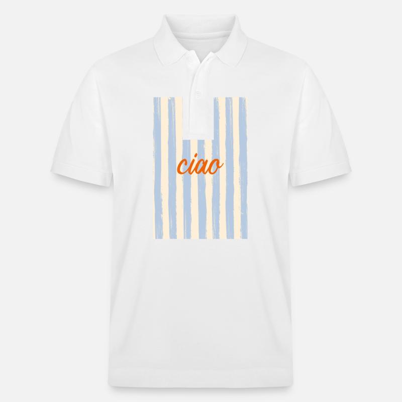 Ciao blau gestreift - Stanley/Stella Unisex Bio-Poloshirt PREPSTER - Weiß