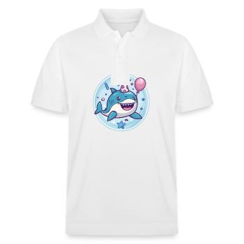 Hai Geburtstag Comic - Stanley/Stella Unisex Bio-Poloshirt PREPSTER - Weiß - Vorne - Roxy (174cm) & Andy (188cm)