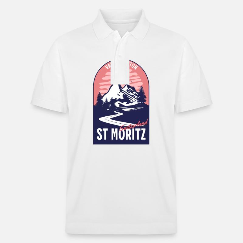 St. Moritz Schweiz Wallis - Stanley/Stella Unisex Bio-Poloshirt PREPSTER - Weiß