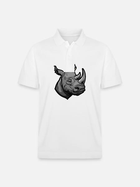 Rhino Head Crown - Stanley/Stella Unisex Organic Polo Shirt PREPSTER - white
