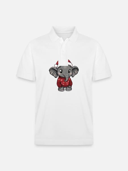 Elephant Christmas Comic - Stanley/Stella Unisex Organic Polo Shirt PREPSTER - white