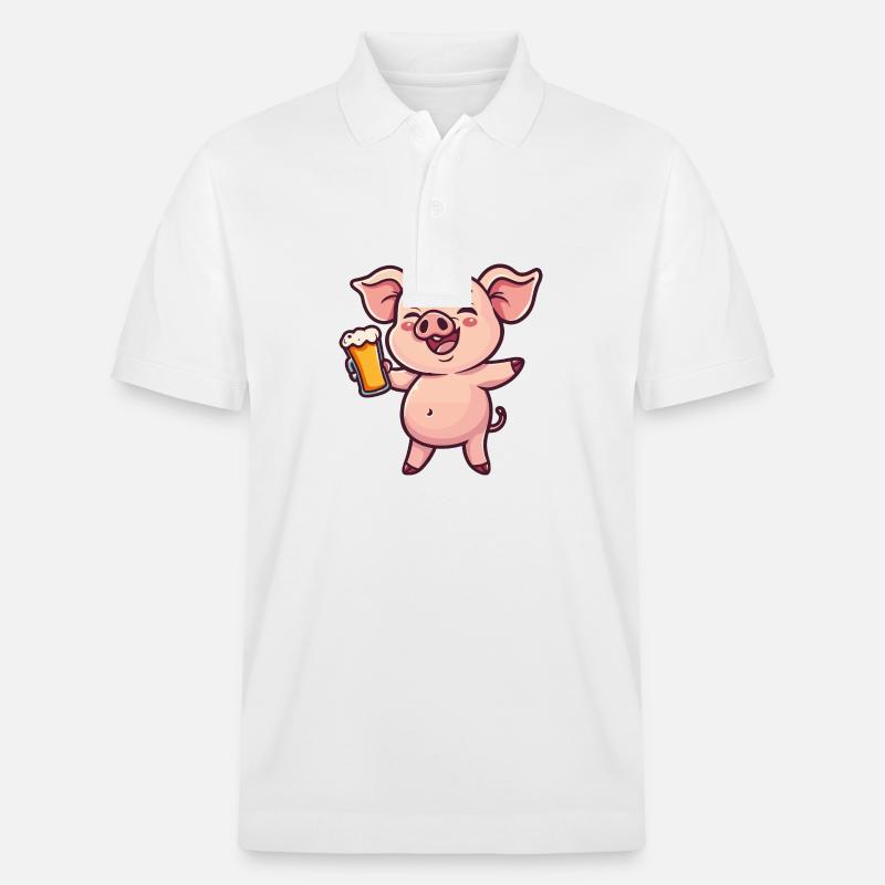Schwein Bier Comic Party - Stanley/Stella Unisex Bio-Poloshirt PREPSTER - Weiß