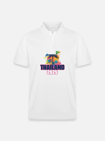 Thailand 2025 Holiday Palm Trees - Stanley/Stella Unisex Organic Polo Shirt PREPSTER - white