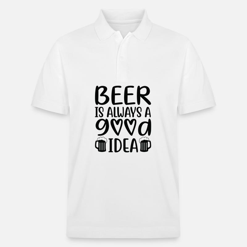 Beer Is Always Good Idea Spruch - Stanley/Stella Unisex Bio-Poloshirt PREPSTER - Weiß