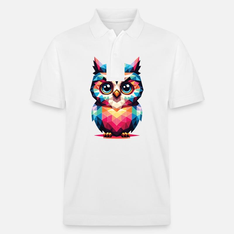 Polygon Eule geometrisch - Stanley/Stella Unisex Bio-Poloshirt PREPSTER - Weiß