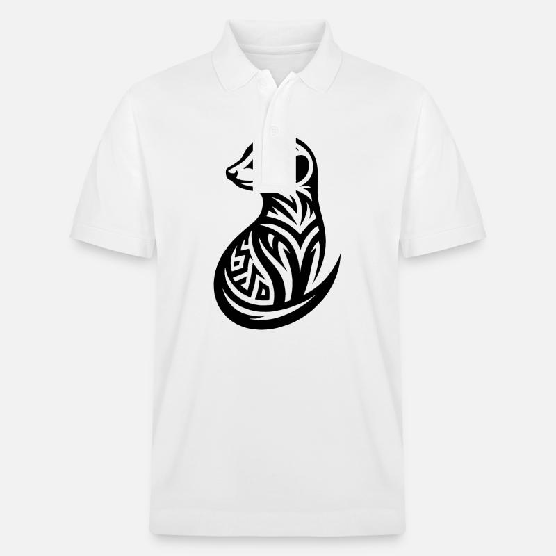 Putziges Erdmännchen im Tattoo Style - Stanley/Stella Unisex Bio-Poloshirt PREPSTER - Weiß