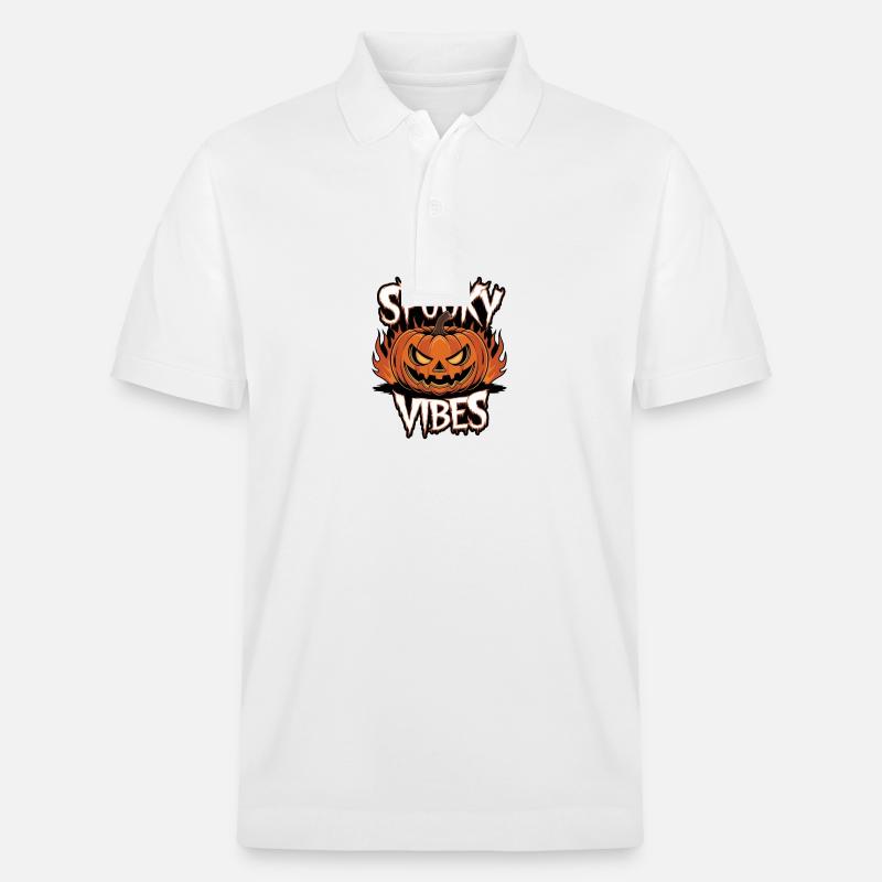 Spooky Jack-o'-lantern – Spooky Vibes - Polo PREPSTER bio Stanley/Stella Unisexe - blanc