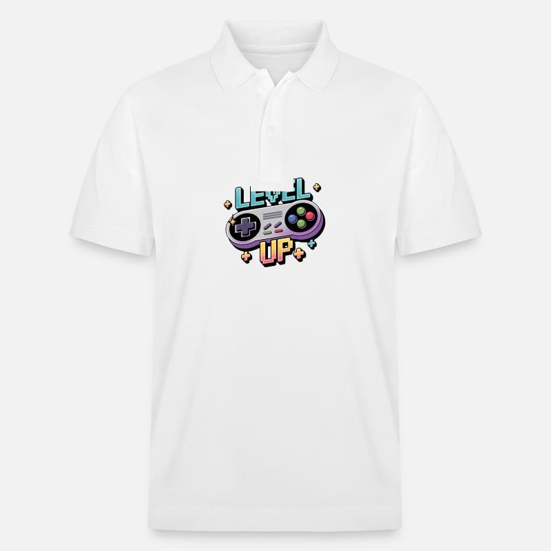 Level Up – Gaming Controller - Stanley/Stella Unisex Bio-Poloshirt PREPSTER - Weiß