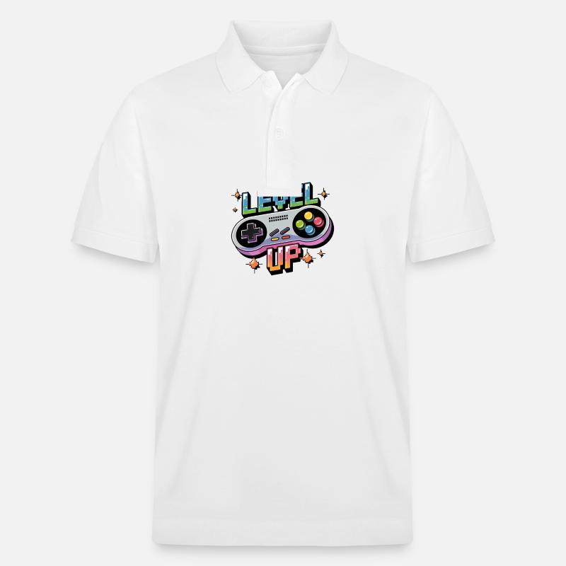 Level Up – Gaming Controller - Stanley/Stella Unisex Bio-Poloshirt PREPSTER - Weiß