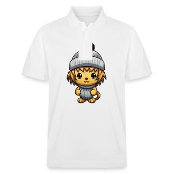 Lion Animal Bébé Bande Dessinée Hiver - Polo PREPSTER bio Stanley/Stella Unisexe - blanc - Devant - Roxy (174cm) & Andy (188cm)