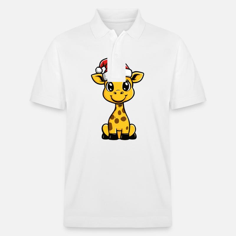 Giraffe Weihnachten - Stanley/Stella Unisex Bio-Poloshirt PREPSTER - Weiß