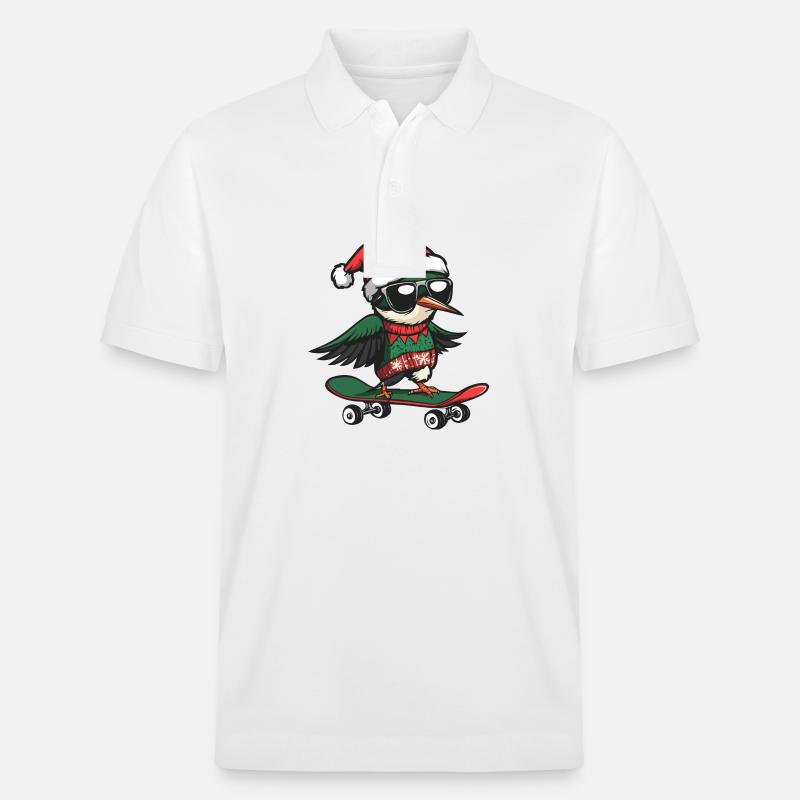 Colibri Oiseau Noël Drôle - Polo PREPSTER bio Stanley/Stella Unisexe - blanc