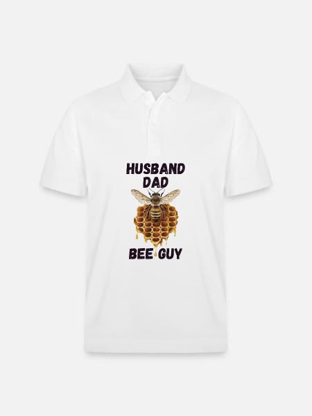 Husband Dad Bee Guy Beekeeper - Stanley/Stella Unisex Organic Polo Shirt PREPSTER - white
