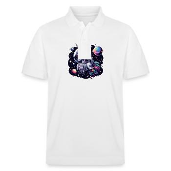 Einhorn in der Sternengalaxie - Stanley/Stella Unisex Bio-Poloshirt PREPSTER - Weiß - Vorne - Roxy (174cm) & Andy (188cm)