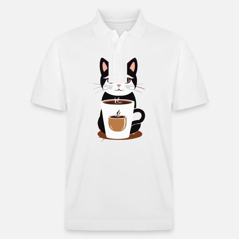 katze kaffee - Stanley/Stella Unisex Bio-Poloshirt PREPSTER - Weiß