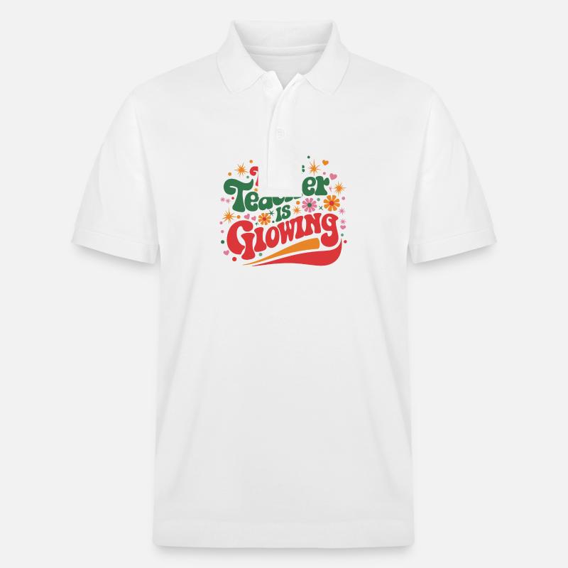 This Teacher Is Glowing - Stanley/Stella Unisex Bio-Poloshirt PREPSTER - Weiß
