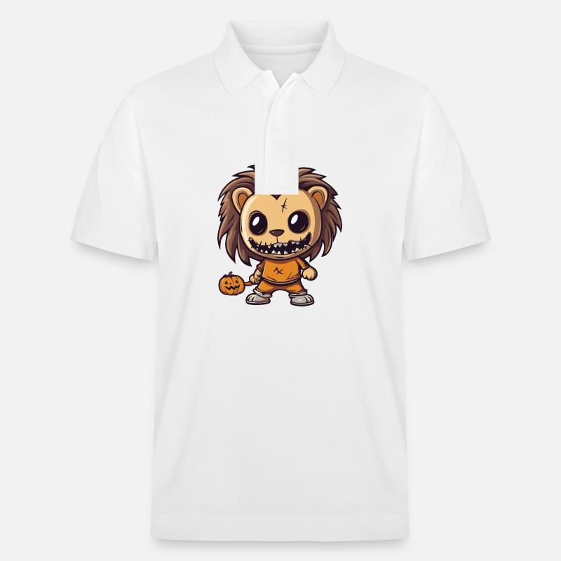 Löwe Halloween Comic Lustig - Stanley/Stella Unisex Bio-Poloshirt PREPSTER - Weiß