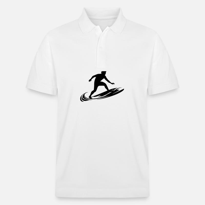 Surfer Mann Silhouette - Stanley/Stella Unisex Bio-Poloshirt PREPSTER - Weiß