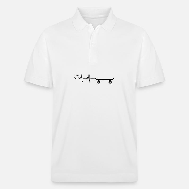 Skateboard Pulse Heartbeat - Polo PREPSTER bio Stanley/Stella Unisexe - blanc