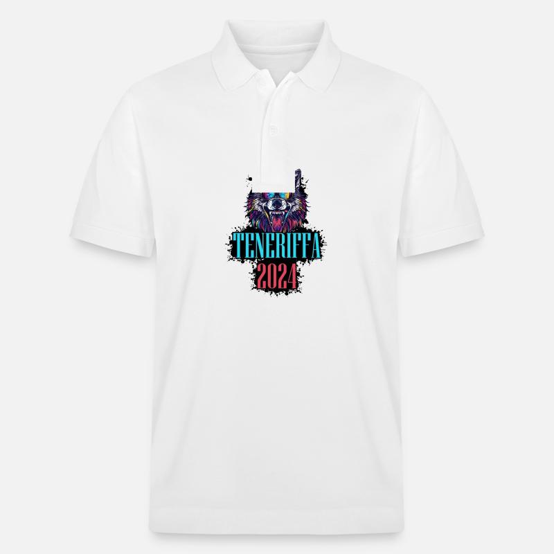 Teneriffa 2024 Urlaub Wolf - Stanley/Stella Unisex Bio-Poloshirt PREPSTER - Weiß