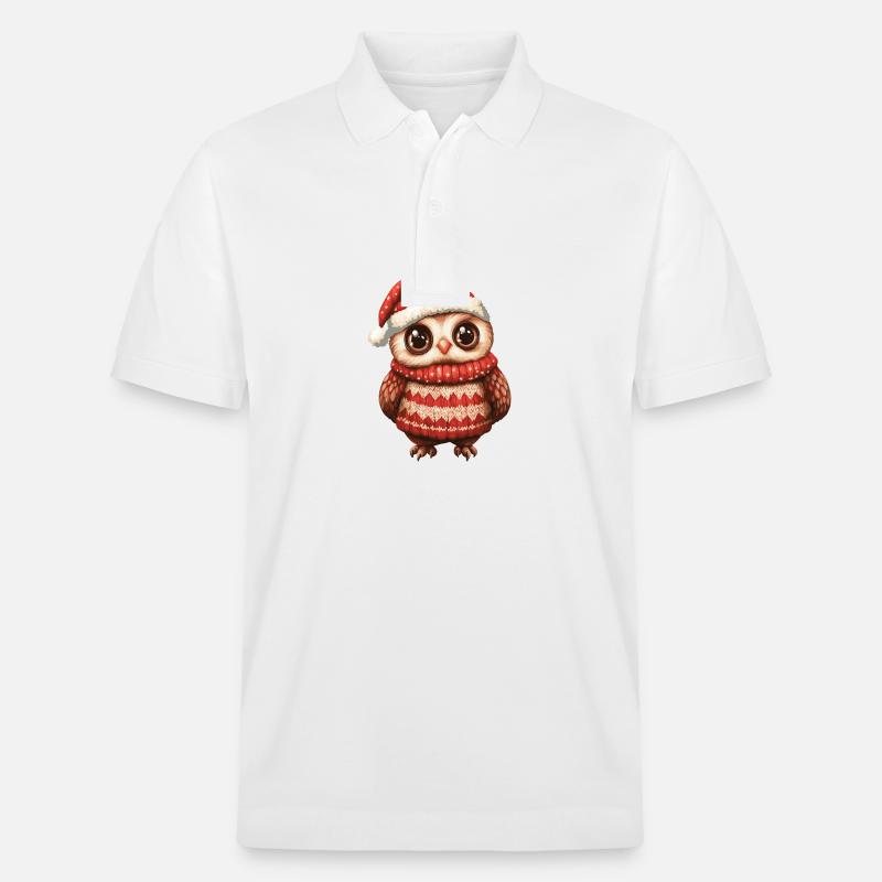 Eule Weihnachten Comic - Stanley/Stella Unisex Bio-Poloshirt PREPSTER - Weiß