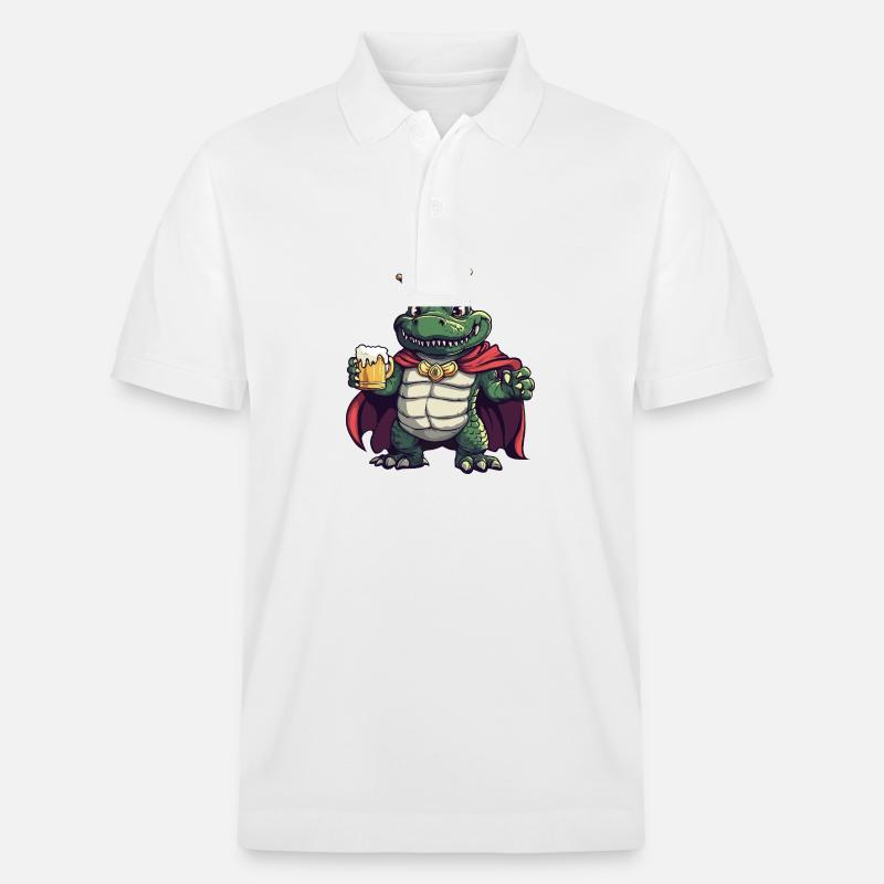Alligator Bier Lustig - Stanley/Stella Unisex Bio-Poloshirt PREPSTER - Weiß