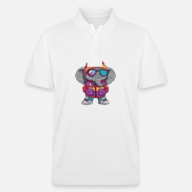 Elephant Cool Bande dessinée - Polo PREPSTER bio Stanley/Stella Unisexe - blanc