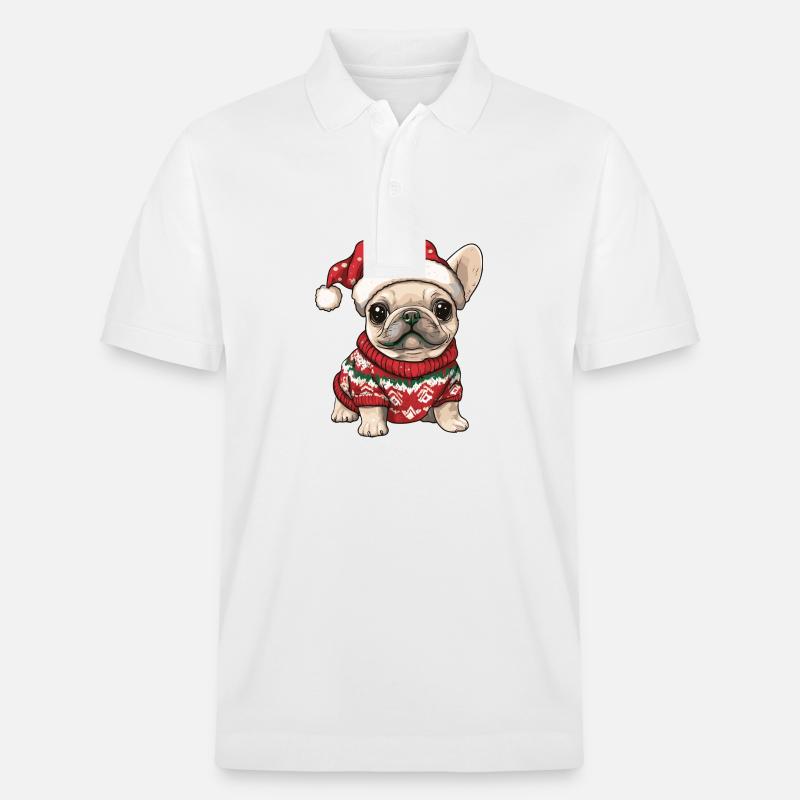 Buldog Français Chien Noël - Polo PREPSTER bio Stanley/Stella Unisexe - blanc