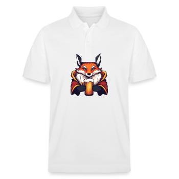 Fuchs Bier Lustig - Stanley/Stella Unisex Bio-Poloshirt PREPSTER - Weiß - Vorne - Roxy (174cm) & Andy (188cm)