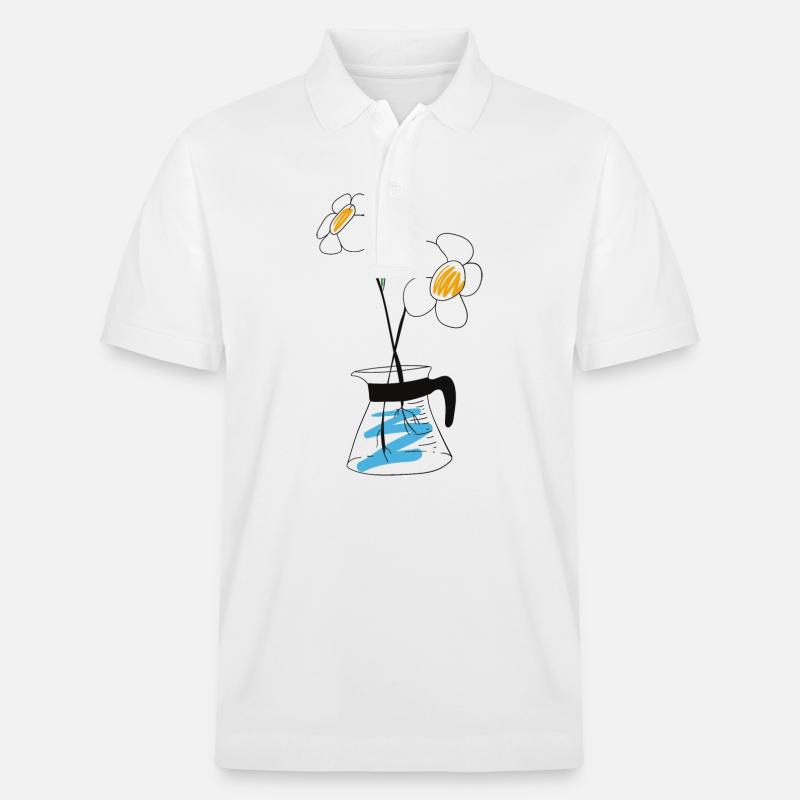 Cafetière avec fleur - Polo PREPSTER bio Stanley/Stella Unisexe - blanc
