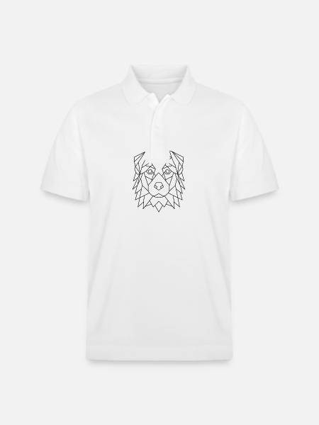 Geometric Australian Shepherd - Stanley/Stella Unisex Organic Polo Shirt PREPSTER - white