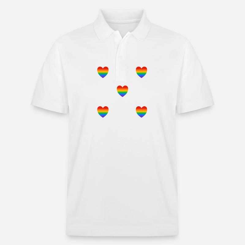 Regenbogen-Herzen - Stanley/Stella Unisex Bio-Poloshirt PREPSTER - Weiß