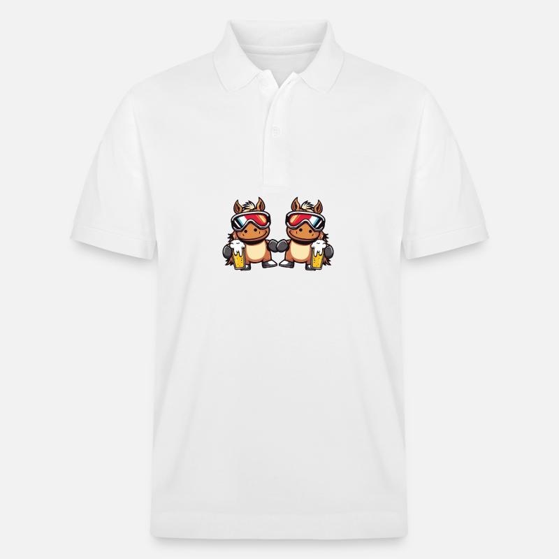 Pferd Ski Team Bier - Stanley/Stella Unisex Bio-Poloshirt PREPSTER - Weiß