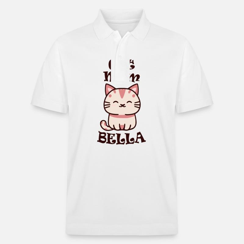 Bella Nom Prénom avec chat - Polo PREPSTER bio Stanley/Stella Unisexe - blanc