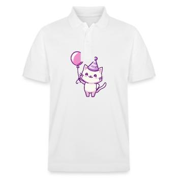 Cat Birthday Baby - Stanley/Stella Unisex Organic Polo Shirt PREPSTER - white - Front - Roxy (174cm) & Andy (188cm)