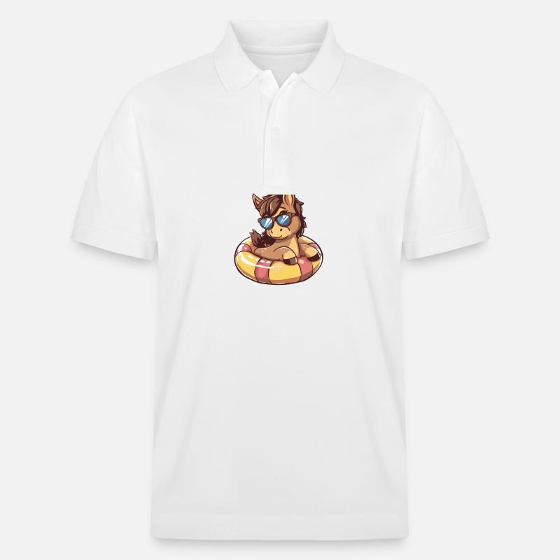 Horse Summer Comic - Stanley/Stella Unisex Organic Polo Shirt PREPSTER - white
