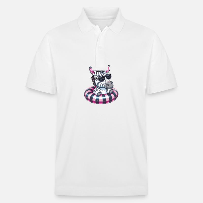 Zebra Sommer Comic - Stanley/Stella Unisex Bio-Poloshirt PREPSTER - Weiß