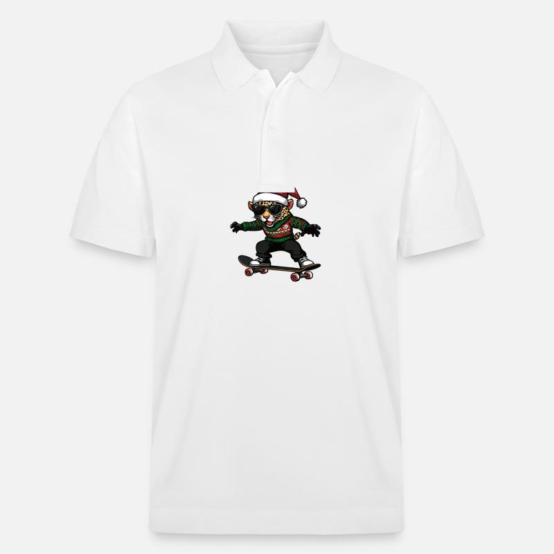 Léopard Noël Drôle - Polo PREPSTER bio Stanley/Stella Unisexe - blanc